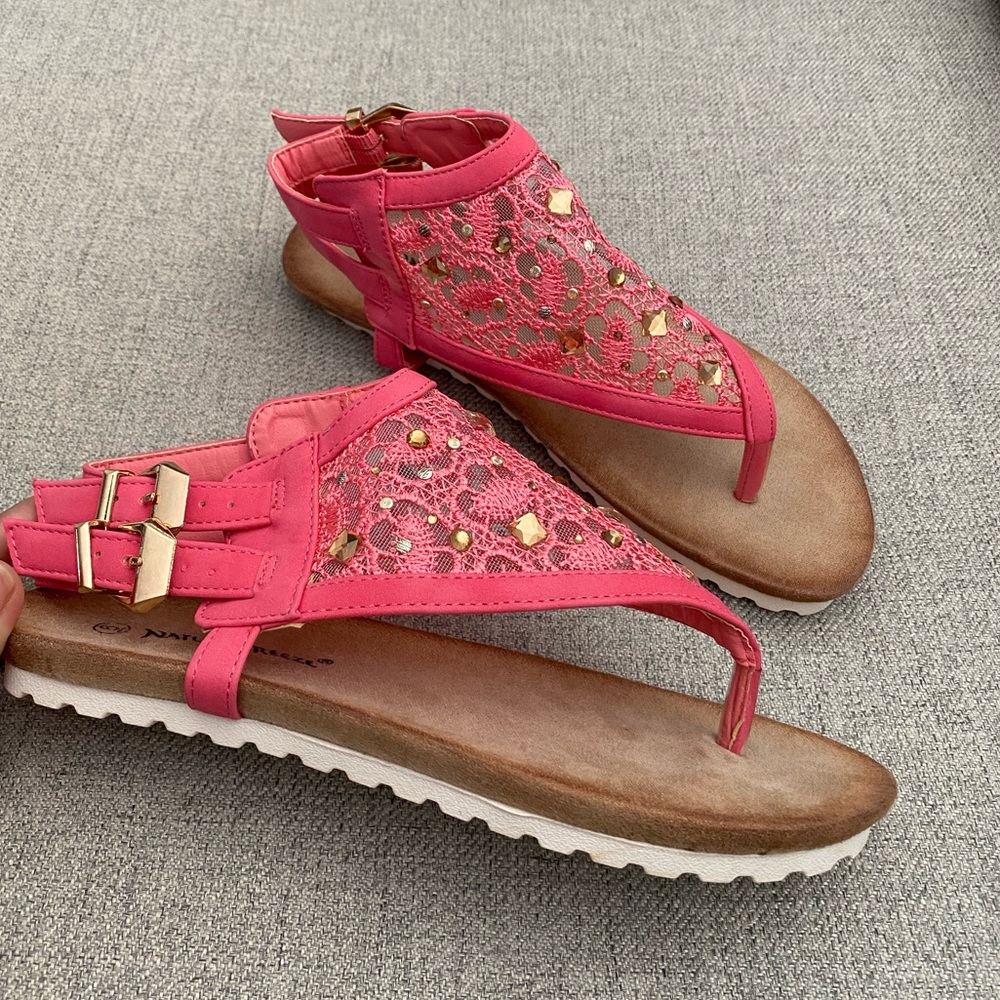 Coral Lace Rhinestones Women’s Thong Sandals✨